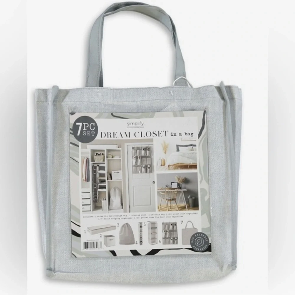 7 Piece‎ gray fabric Dream Closet in a bag organizer Set new